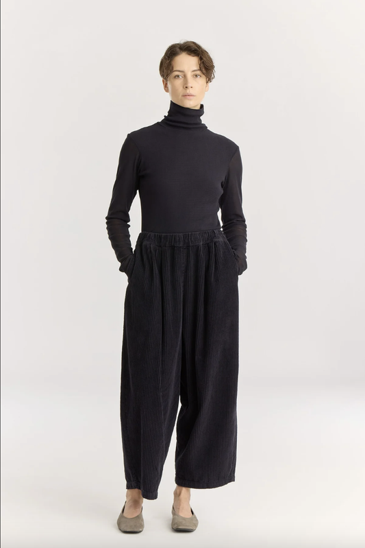 Corduroy Wide Pants, Dark Navy