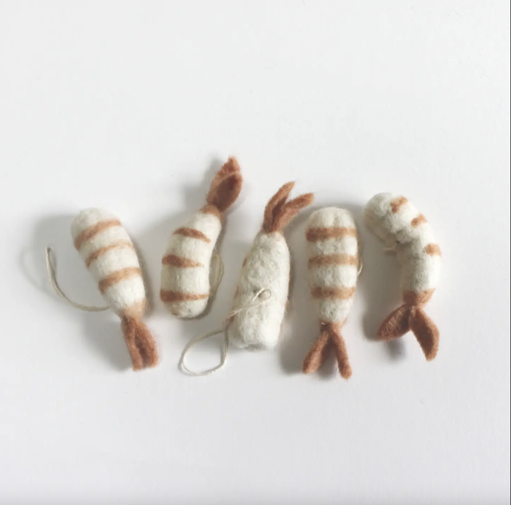 Felted Wool Shrimp Cocktail Ornament