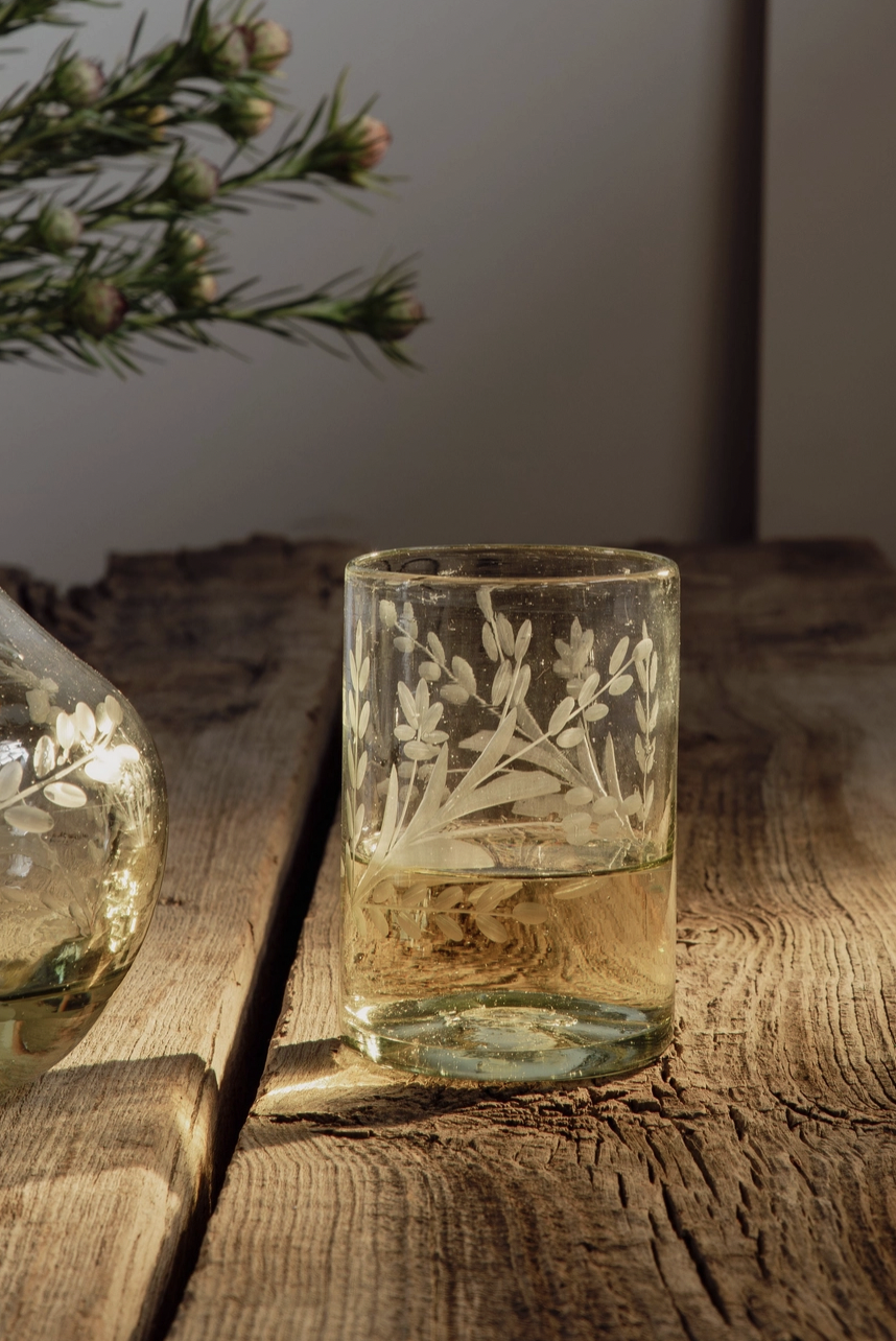 Hand-etched Tumbler Glass