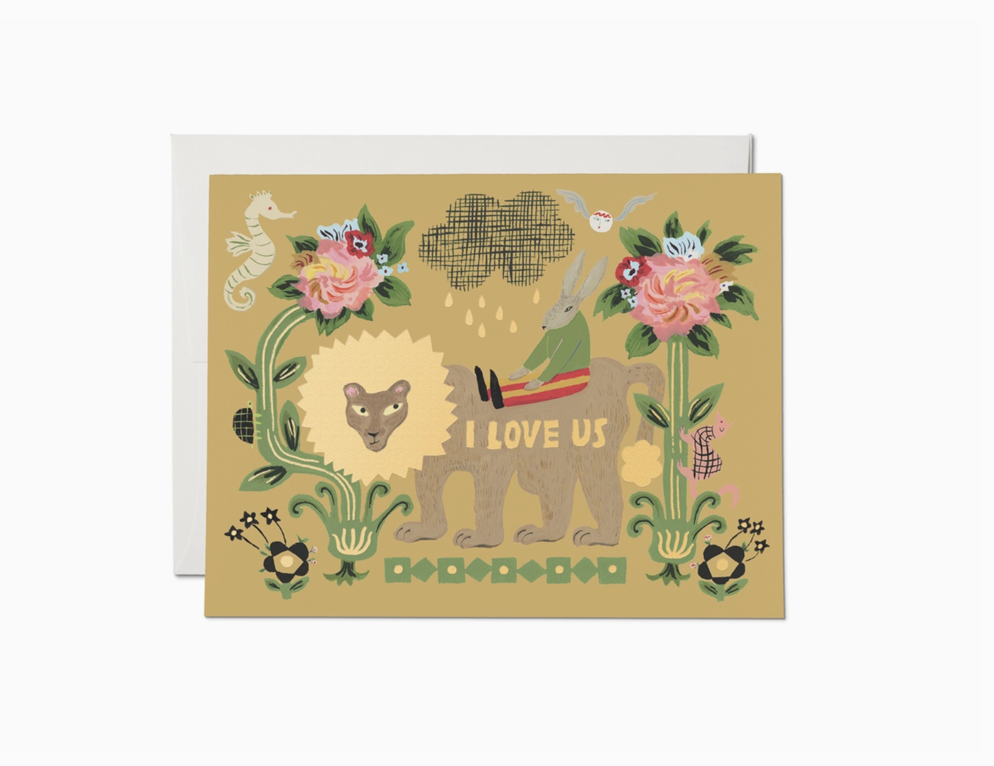 Lion and Rabbit Love card