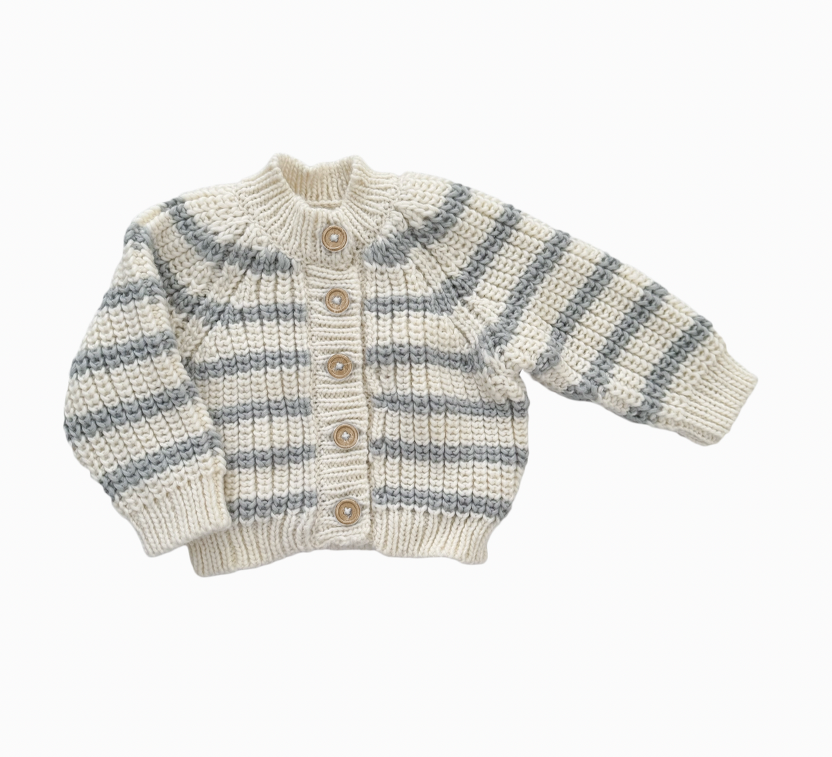 Rib Knit Stripe Cardigan, Bowie Grey