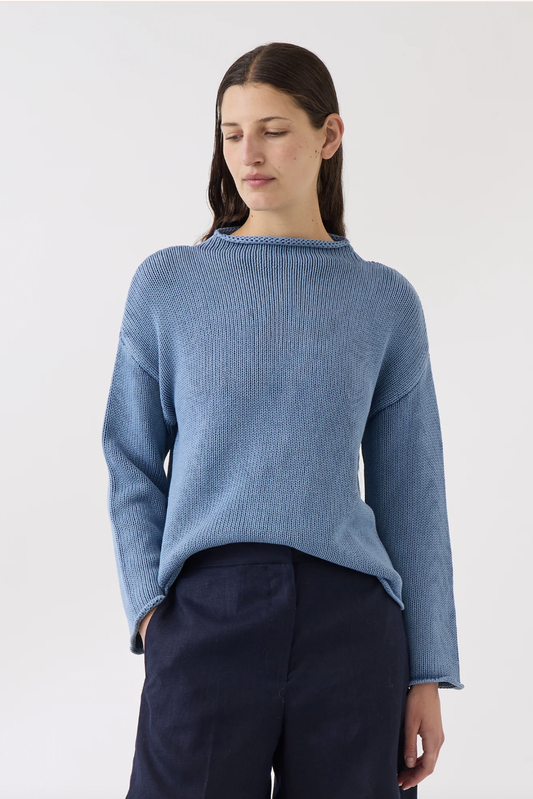 Lamis Washed Cotton Sweater, Denim