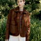 Hair on Hide Leather Ada Jacket, Chestnut