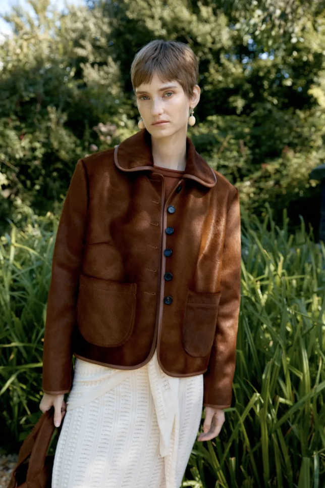 Hair on Hide Leather Ada Jacket, Chestnut