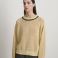 Lind Ringer Crewneck, Wheat/Black Linen