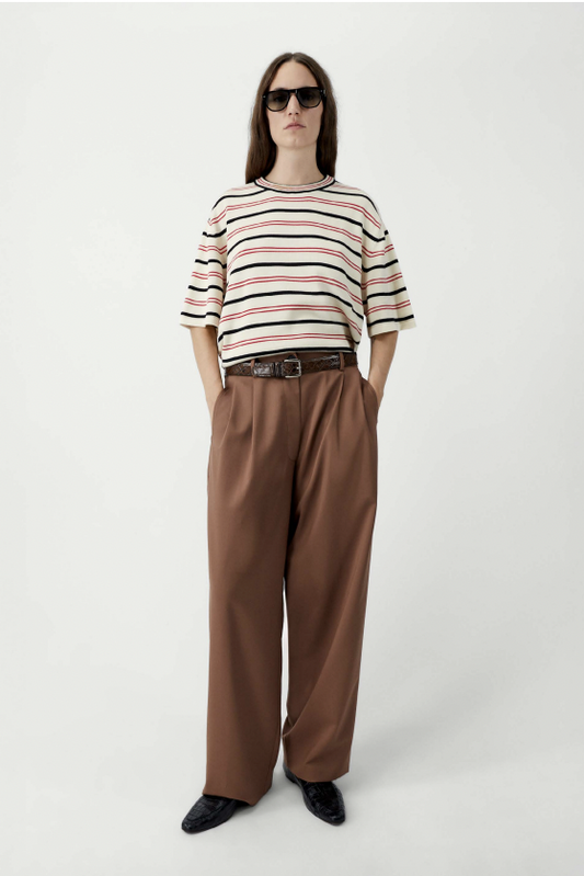 Organic Cotton Striped T-Shirt, Red/Black