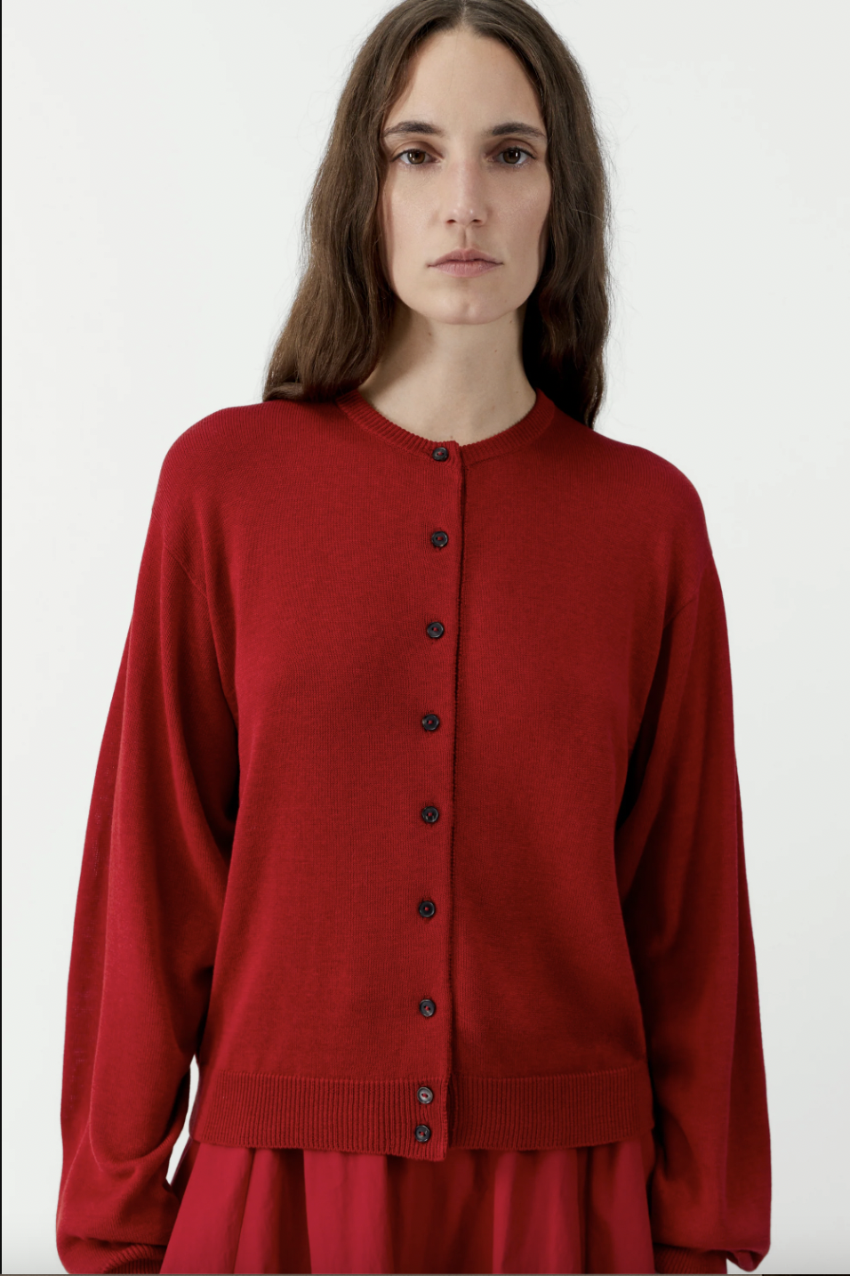 Cotton & Silk Cardigan, Red