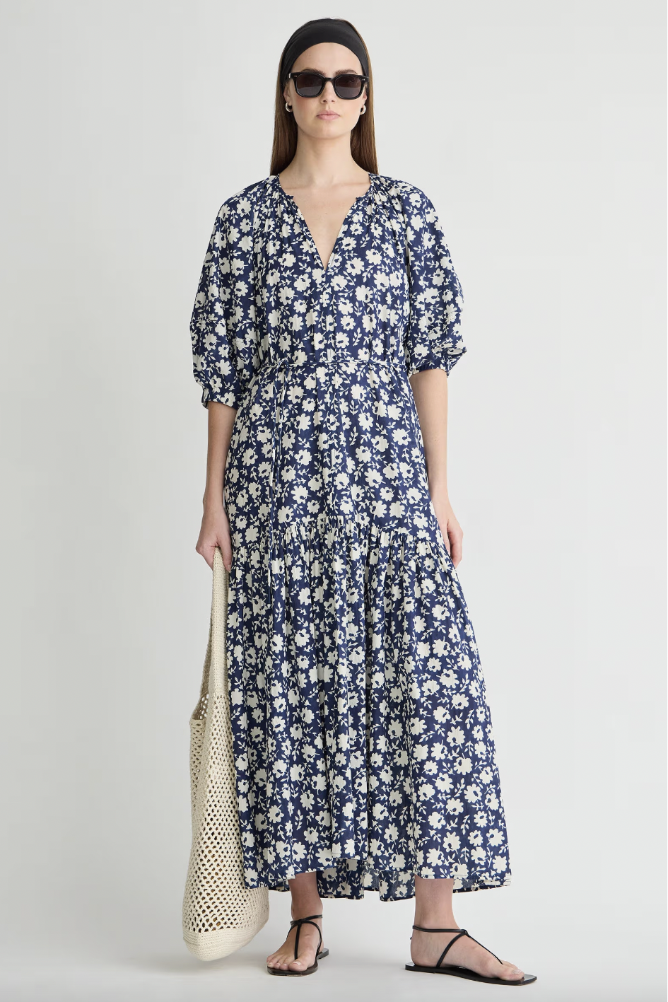 Otillie Maxi, Navy Floral Stamp
