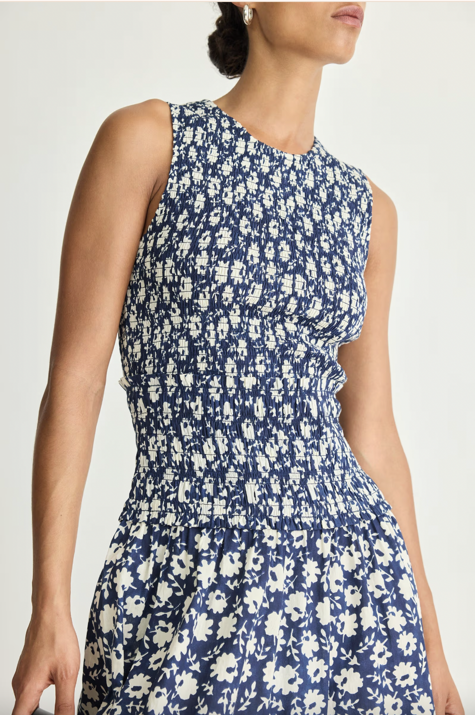 Siempre Tank Maxi, Navy Floral Stamp
