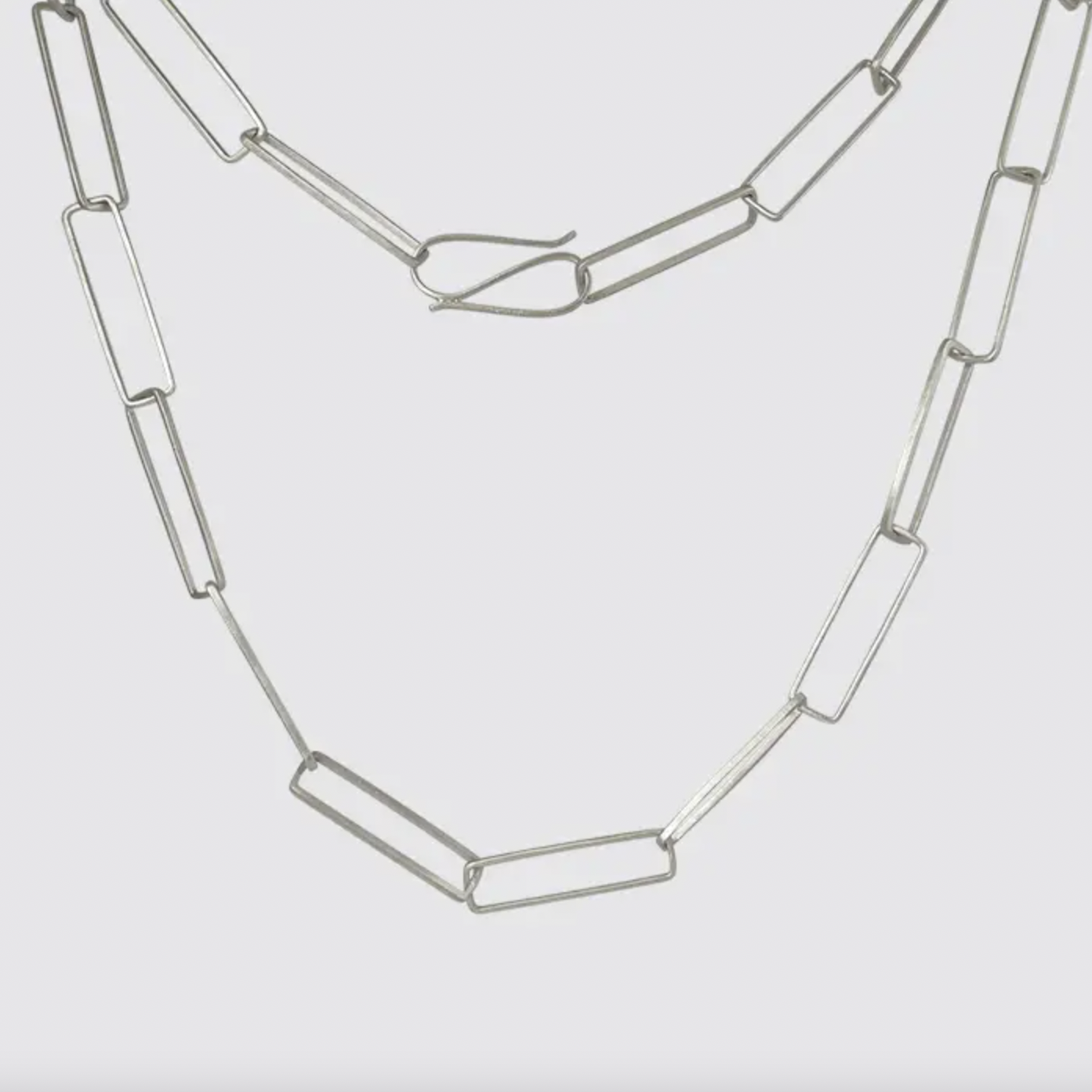 Extra Long Rectangular Link Chain Necklace 22"