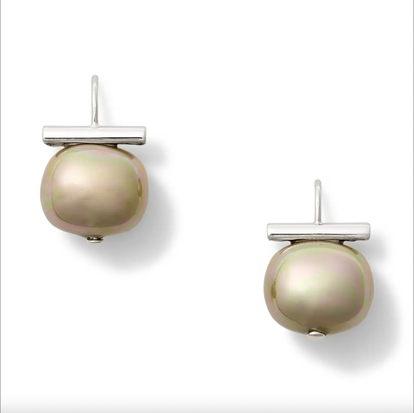 Biscuit Sterling, Medium Pebble Pearl Earrings