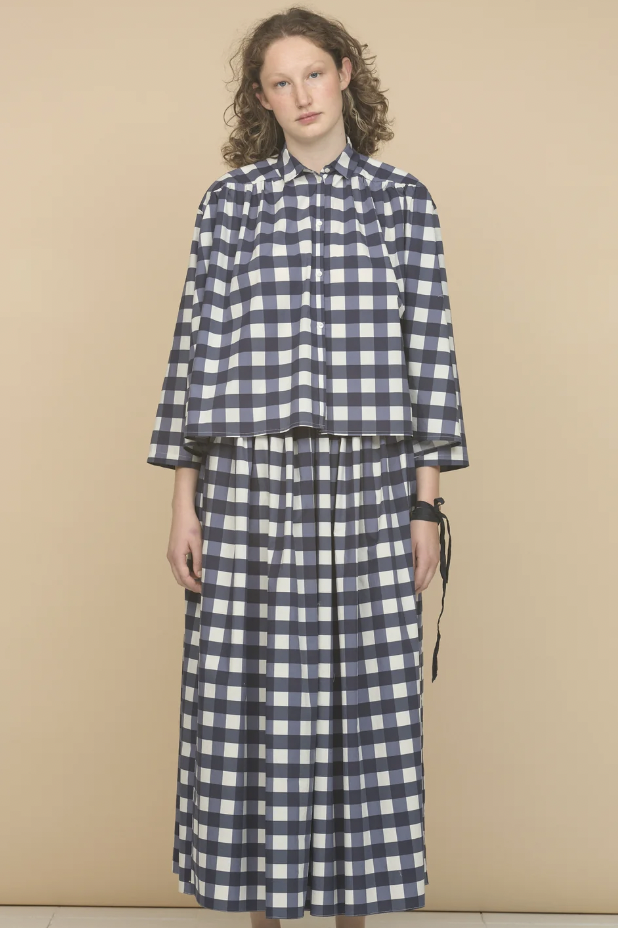 Wide Skirt, Navy Check