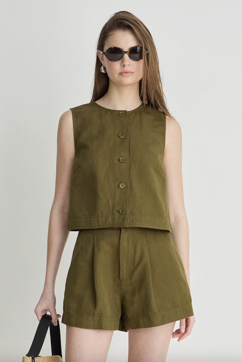 Godet Tank, Dark Olive