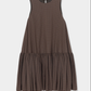 Checked Balloon Dress, Brown/Navy