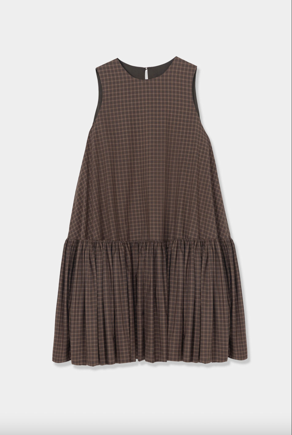 Checked Balloon Dress, Brown/Navy