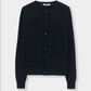 Merino Wool Embellished Cardigan, Navy