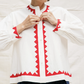 Nikki Chasin Alpha Buttondown Zig Zag Applique - Ivory/Poppy