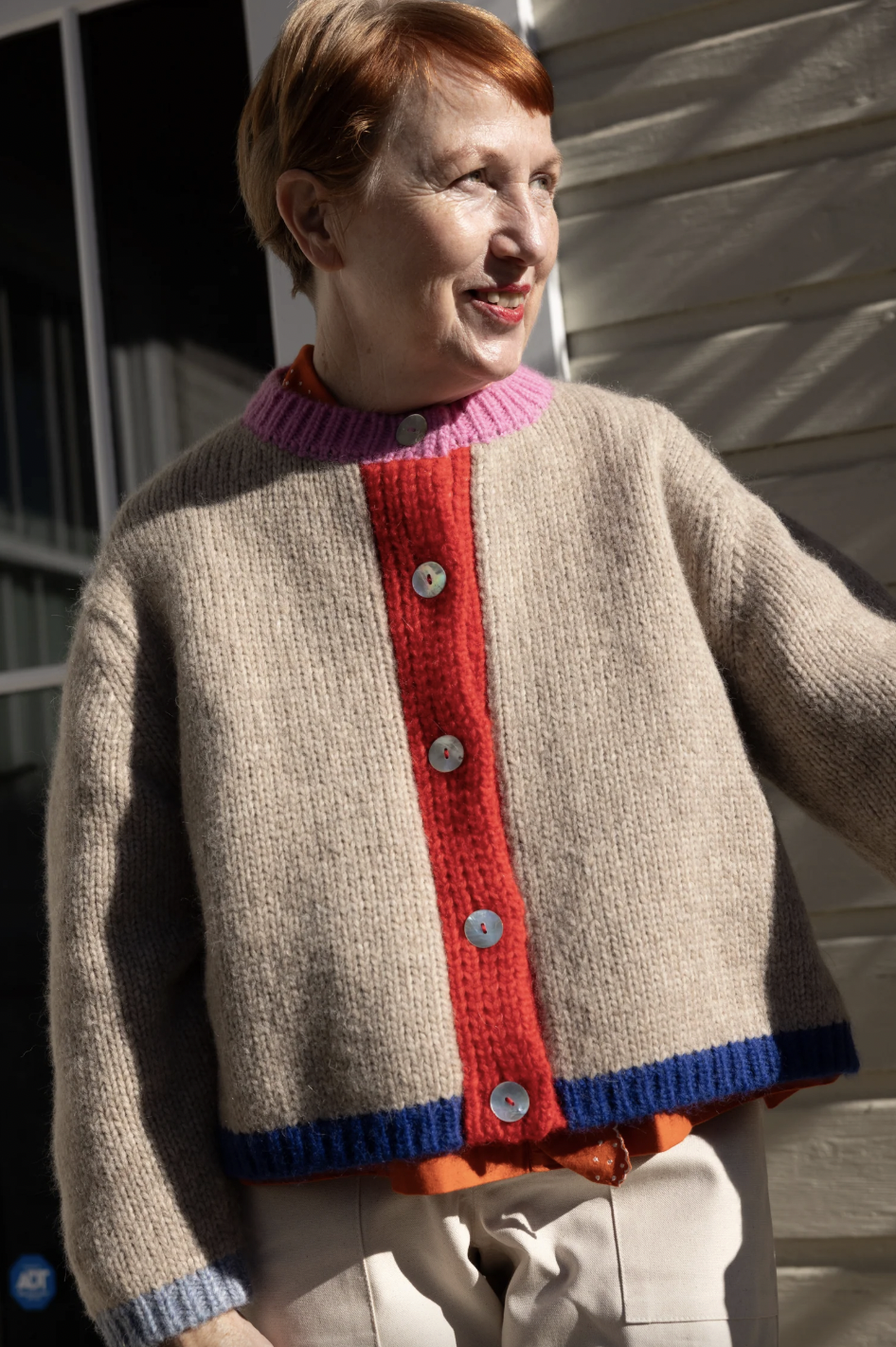 Nikki Chasin Sheba Cardigan Sweater - Oatmeal Colorblock