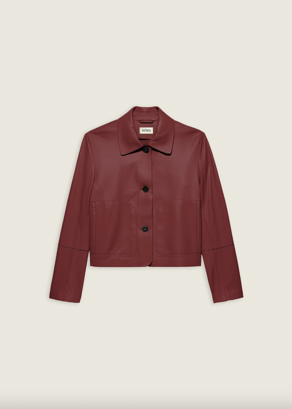 Emy Leather Classic Jacket, Saffran Red