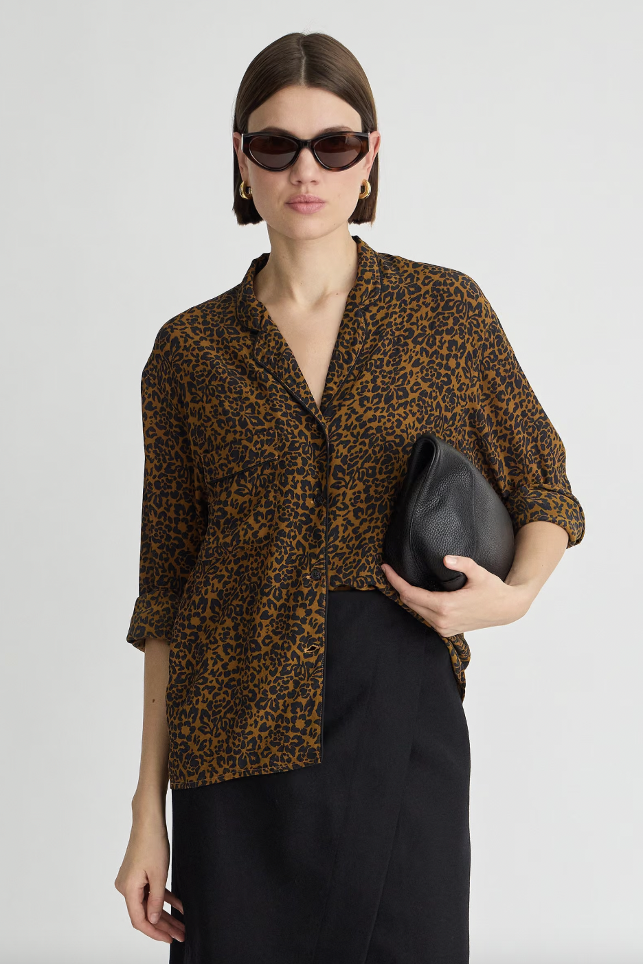 Ila Silk Pocket Button-Up, Leo Floral Midnight