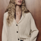 Cashmere Cable Lodge Cardigan, Cream