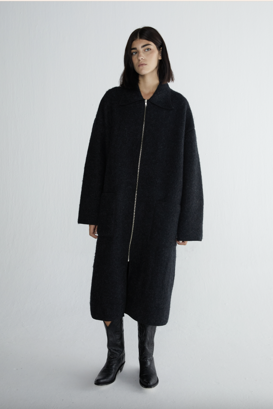 Lyda Long Coat, Charcoal