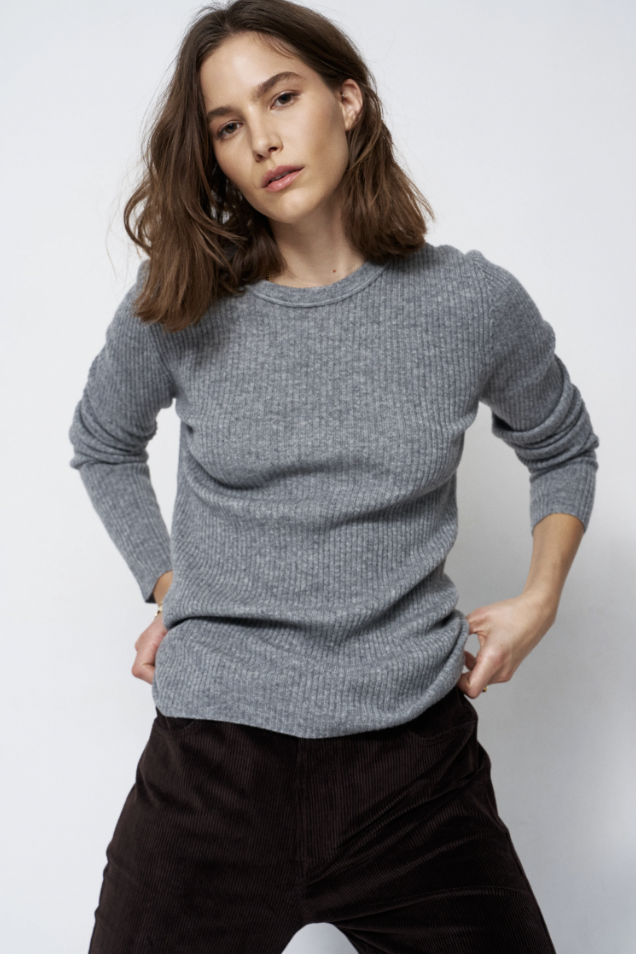 Rib Slim Sweater, Graphite