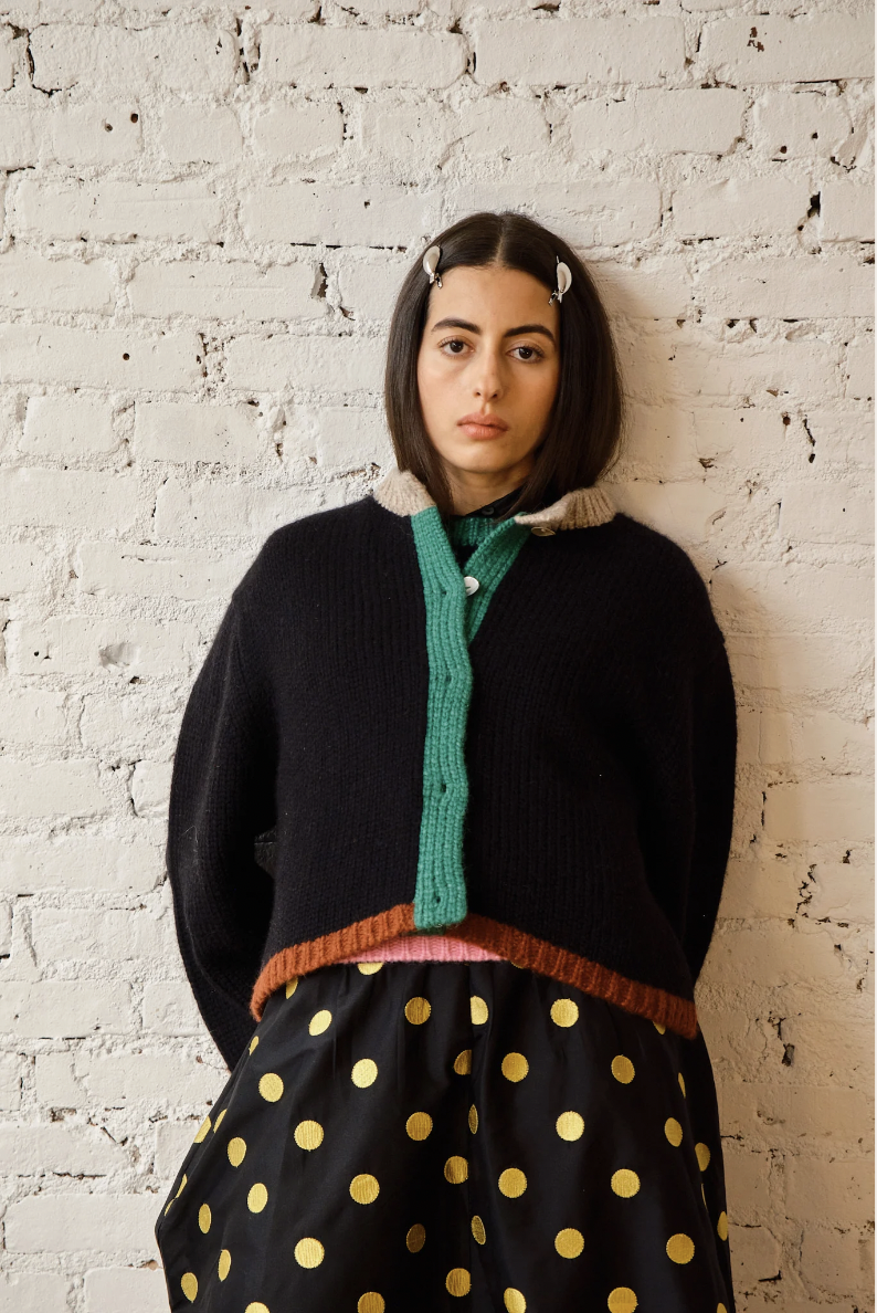 Sheba Cardigan, Black Colorblock