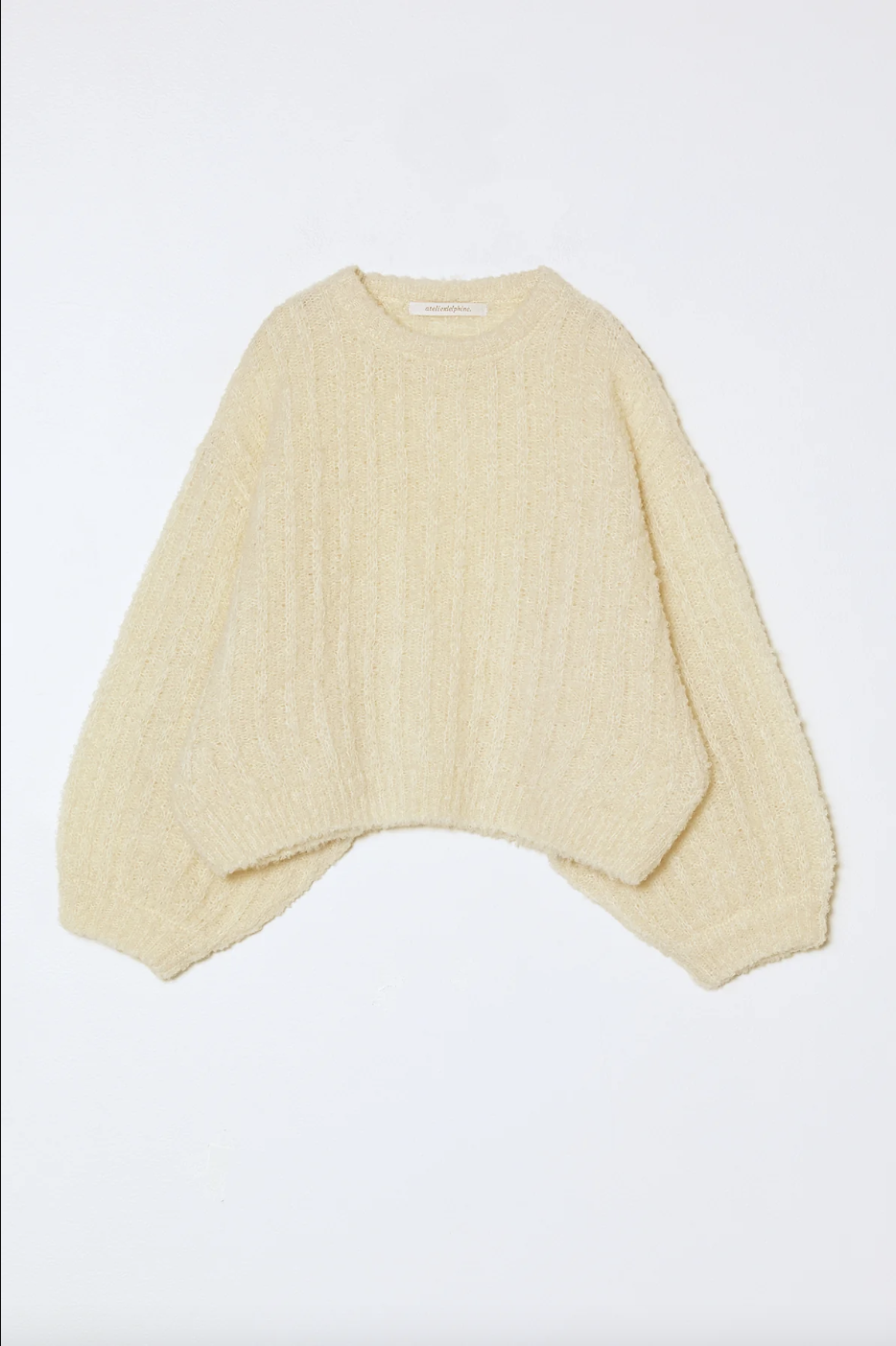 Plush Airy Balloon Sleeve Sweater, Cream
