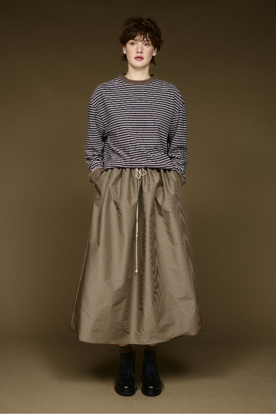 Wide Skirt, Brown Check