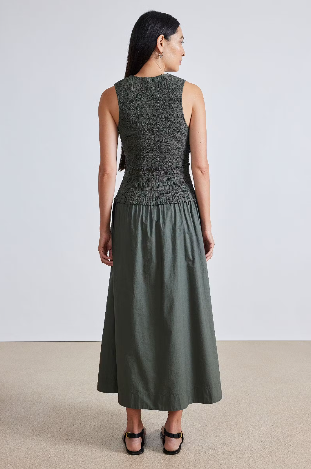 thyme bridesmaid dress Shoreline Fine Slub Breeze Dress Thyme – TALAMAYA