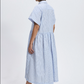 Haruko Dress, Blue/Black Stripe
