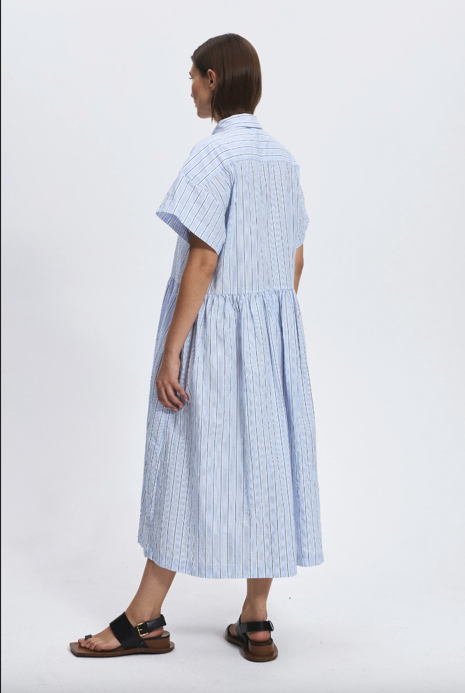Haruko Dress, Blue/Black Stripe