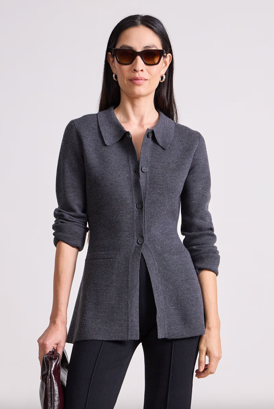 Betti Knit Cardi, Grey