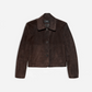 Emy Goat Suede Leather Jacket , Mud Brown