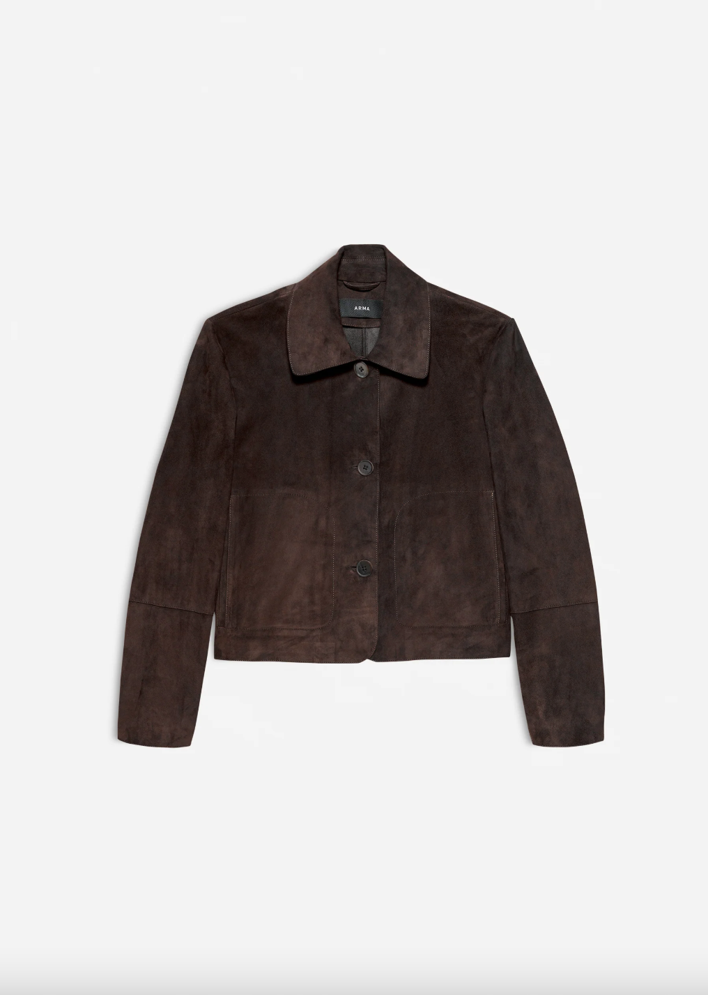 Emy Goat Suede Leather Jacket , Mud Brown