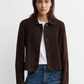 Emy Goat Suede Leather Jacket , Mud Brown