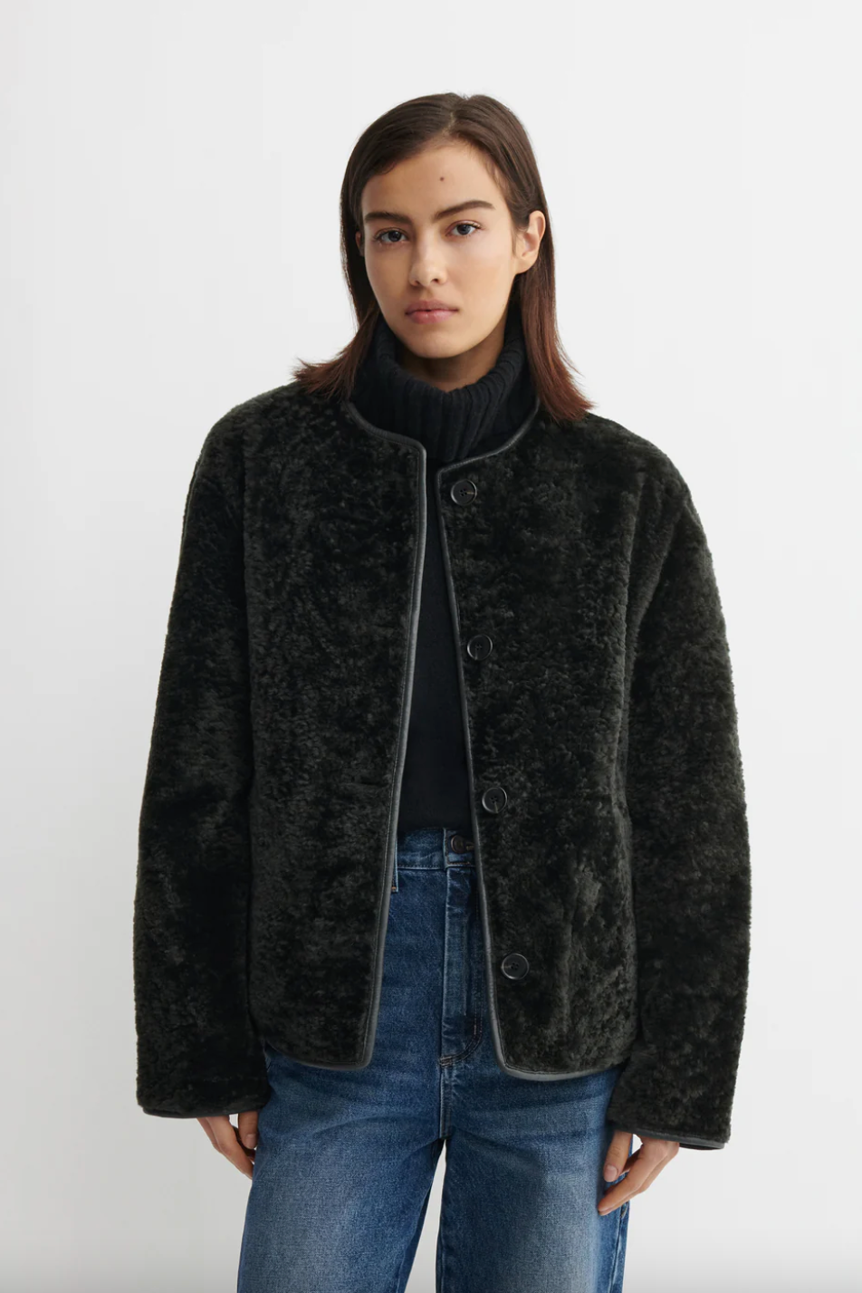 Lucine Reversible Shearling Jacket , D Green