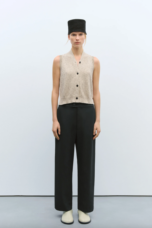 Flecked Cotton Vest Natural