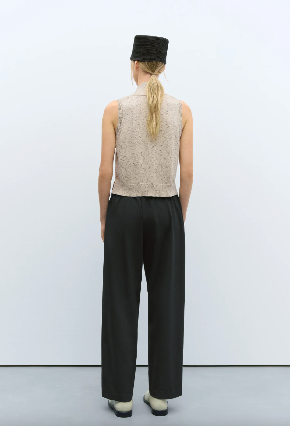 Flecked Cotton Vest Natural