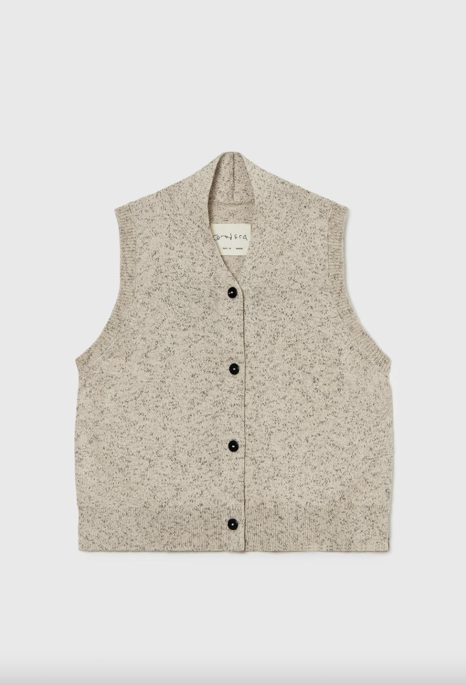 Flecked Cotton Vest Natural