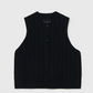 Merino Wool Ribbed Waistcoat Black