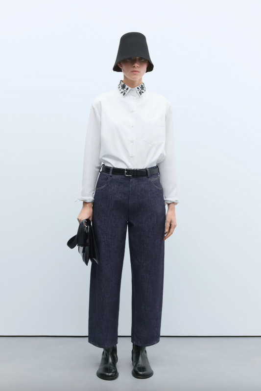 Denim Straight Pants Indigo, Size 1