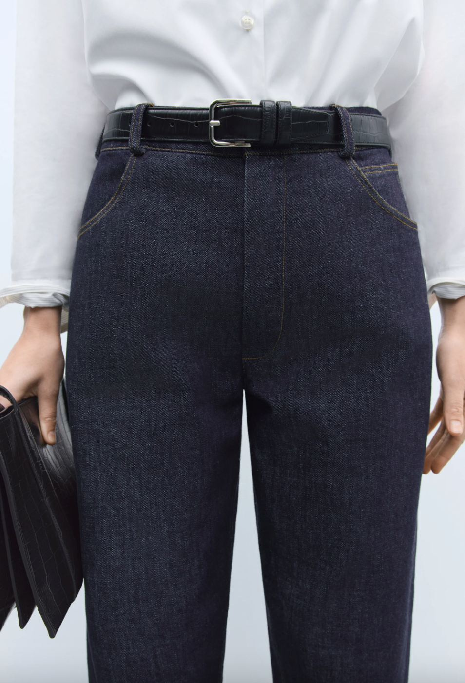 Denim Straight Pants Indigo, Size 1