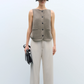 Boat Neck Waistcoat Taupe