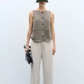 Boat Neck Waistcoat Taupe