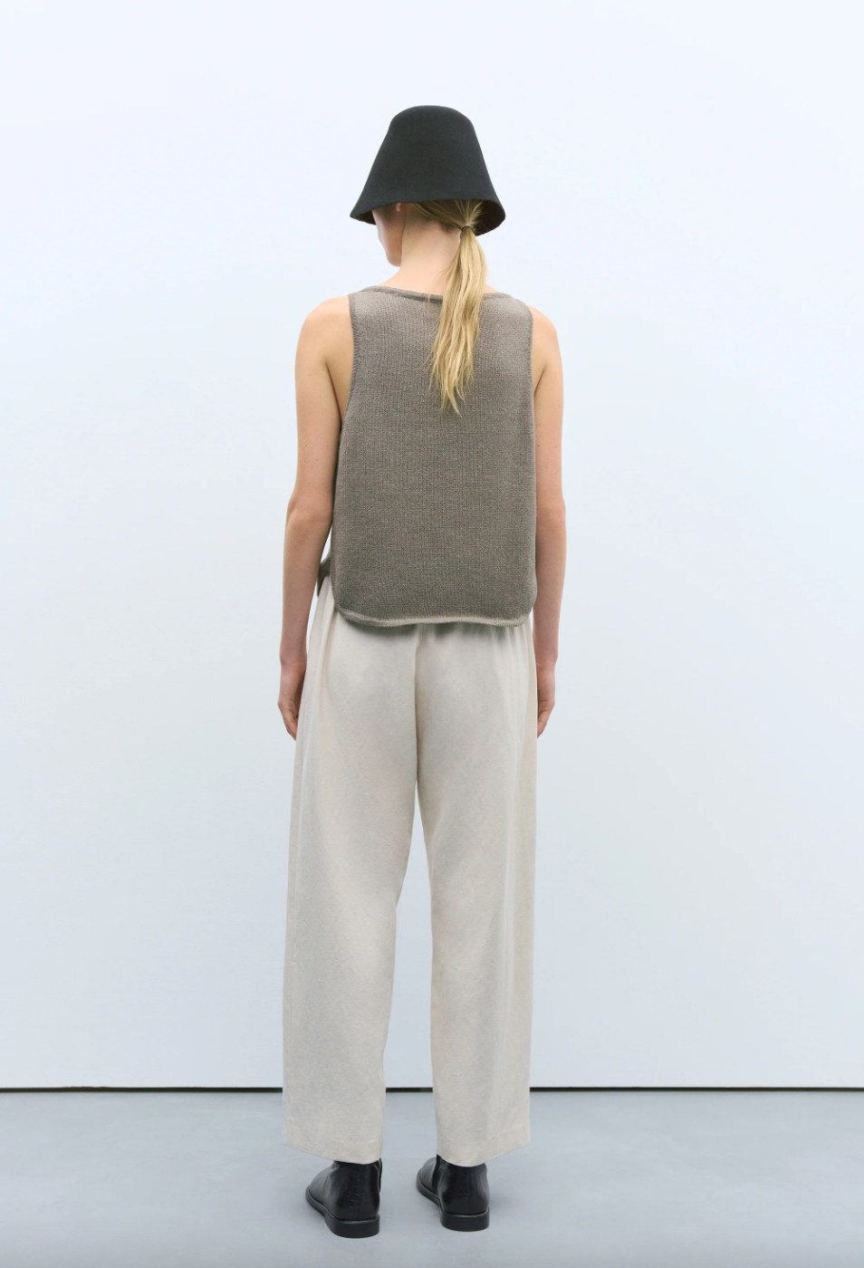 Boat Neck Waistcoat Taupe