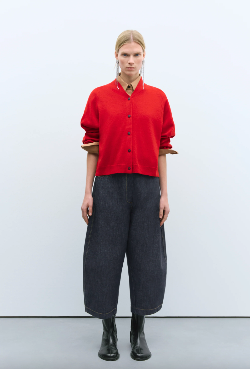 Merino Wool Cardigan Red