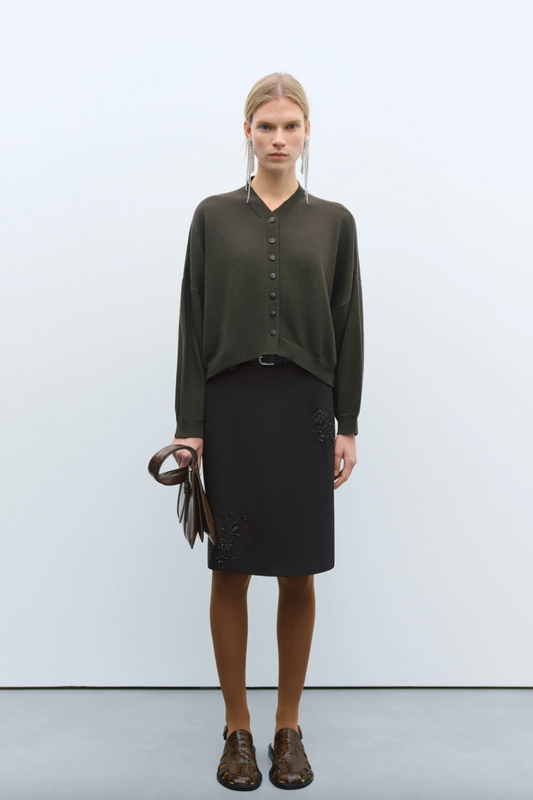 Cotton & Cashmere Cardigan Dark Moss