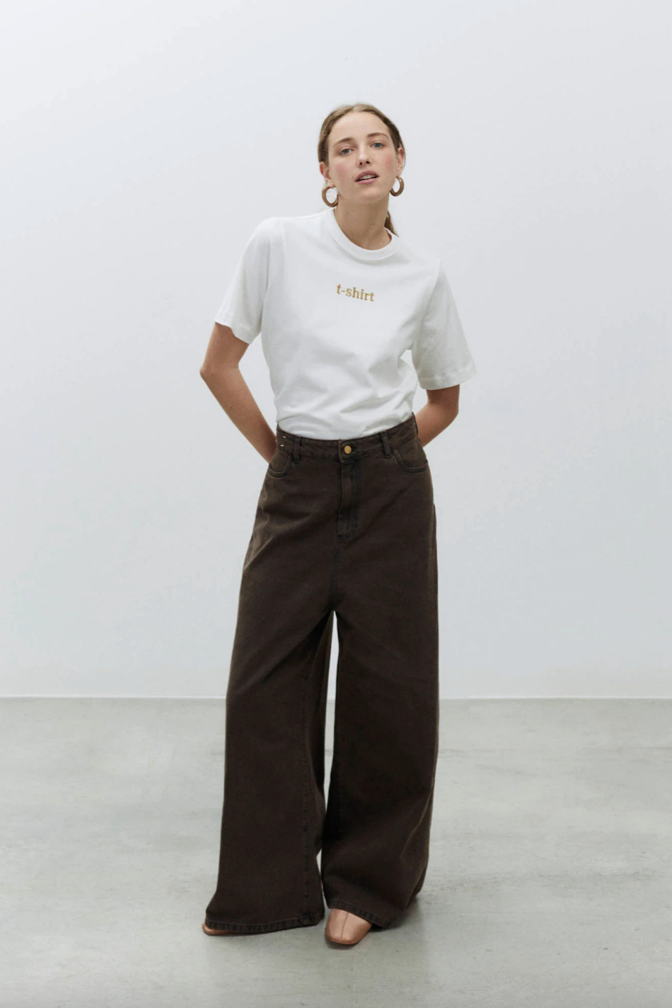 Palazzo Denim Pants, Choco